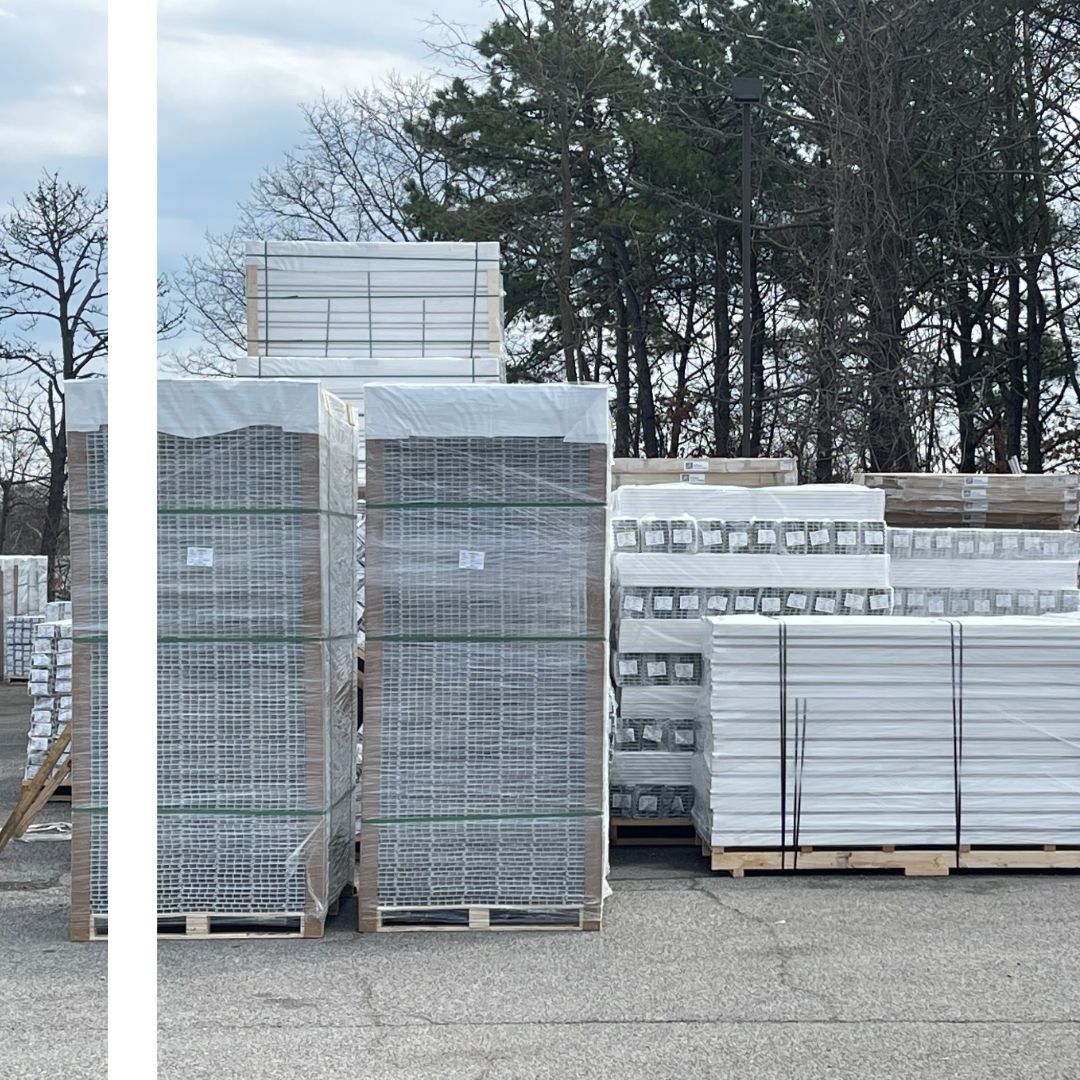 stacks of fencing material