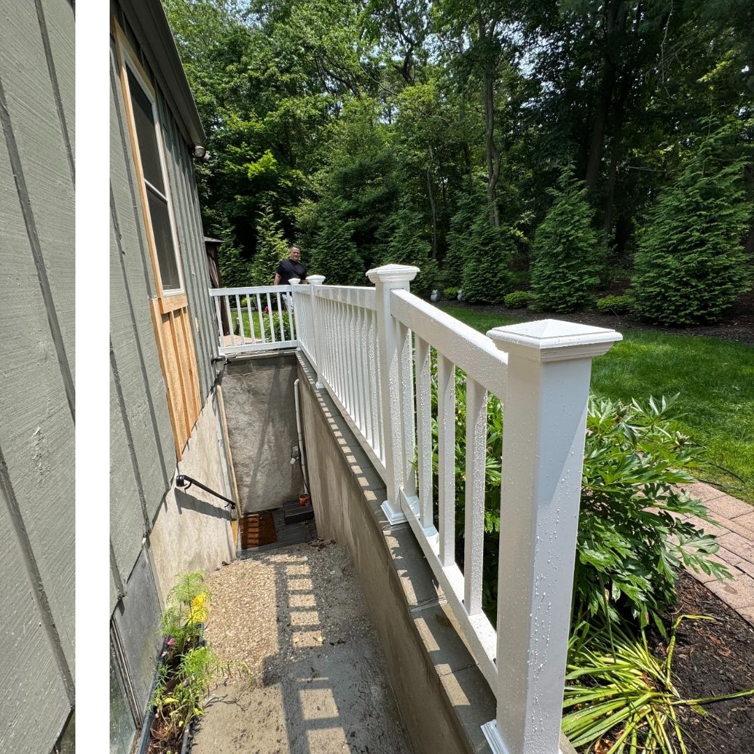 a PVC rail along a home