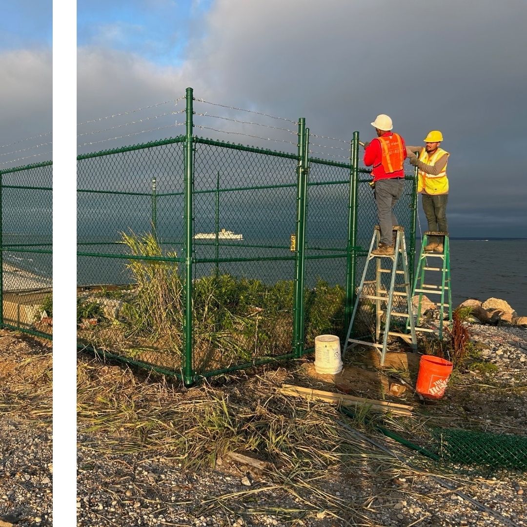 Fencing Contractor in Wantagh 3 workers installing a commercial fence