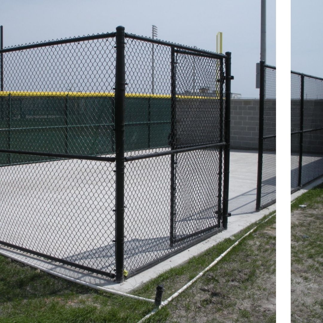 tall fencing on a commercial court