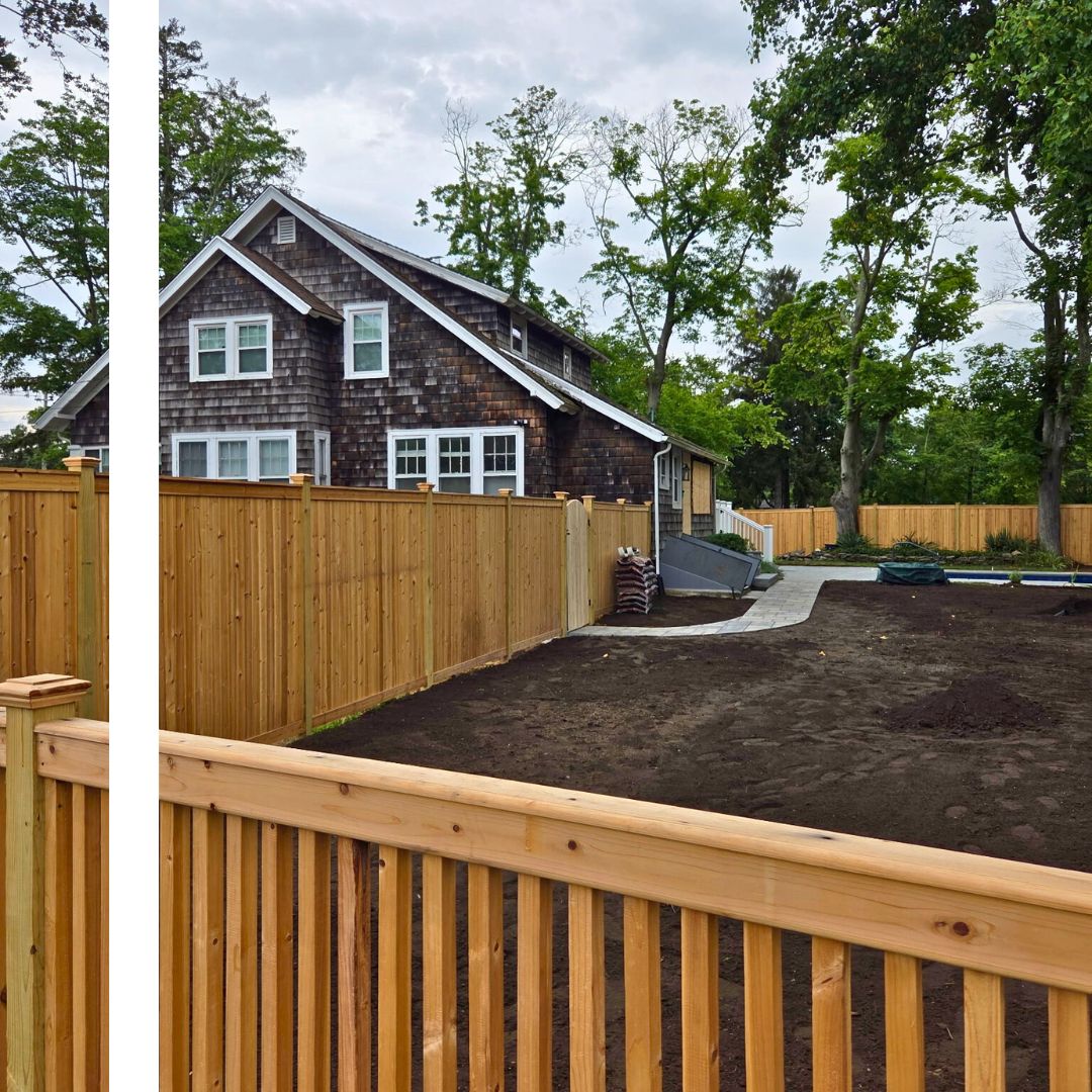 wooden fence built around backyard