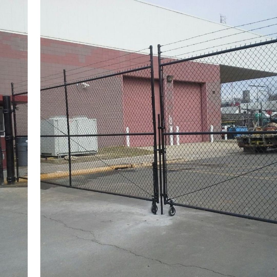 an chainlink fence outside of a business