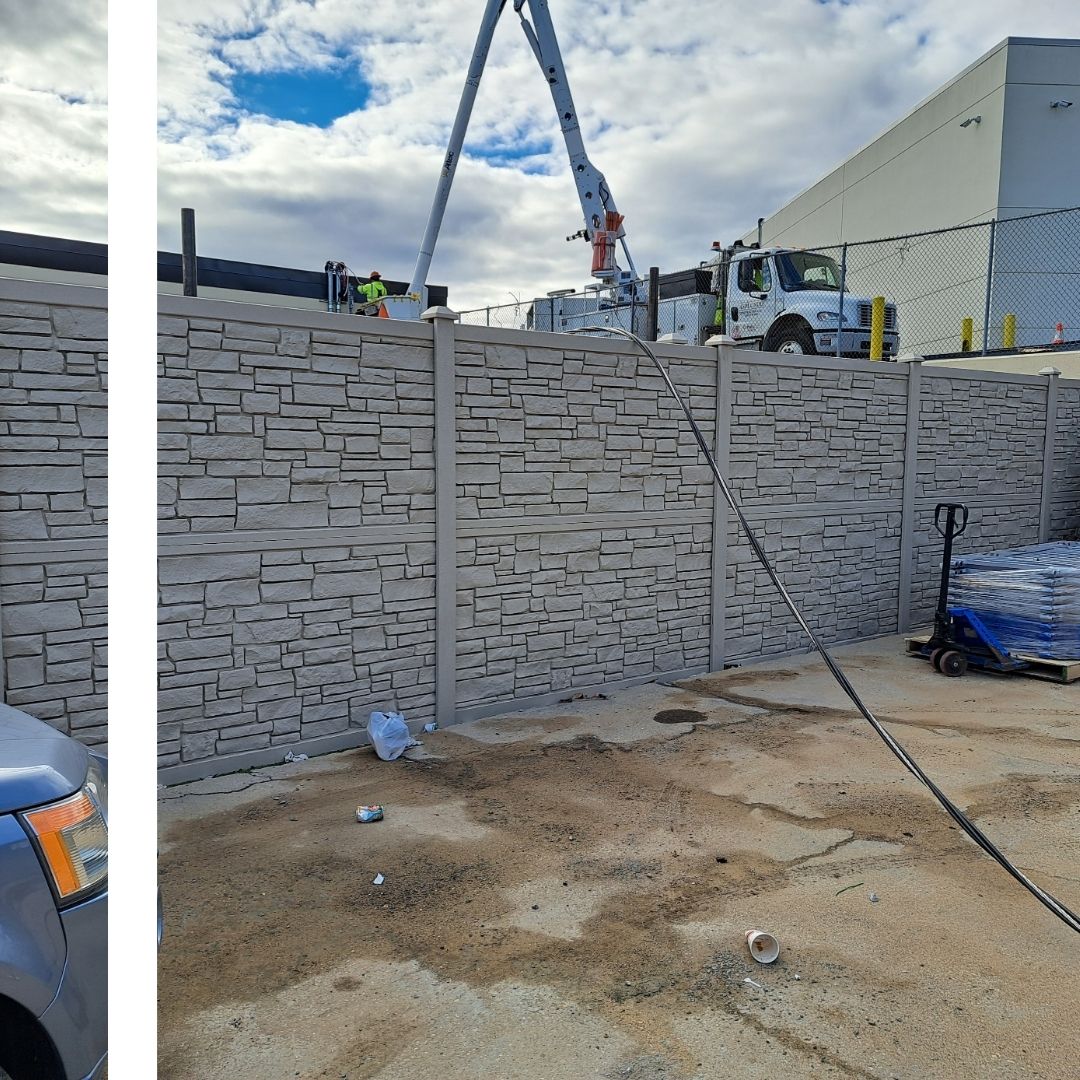 a vinyl rockwall being installed