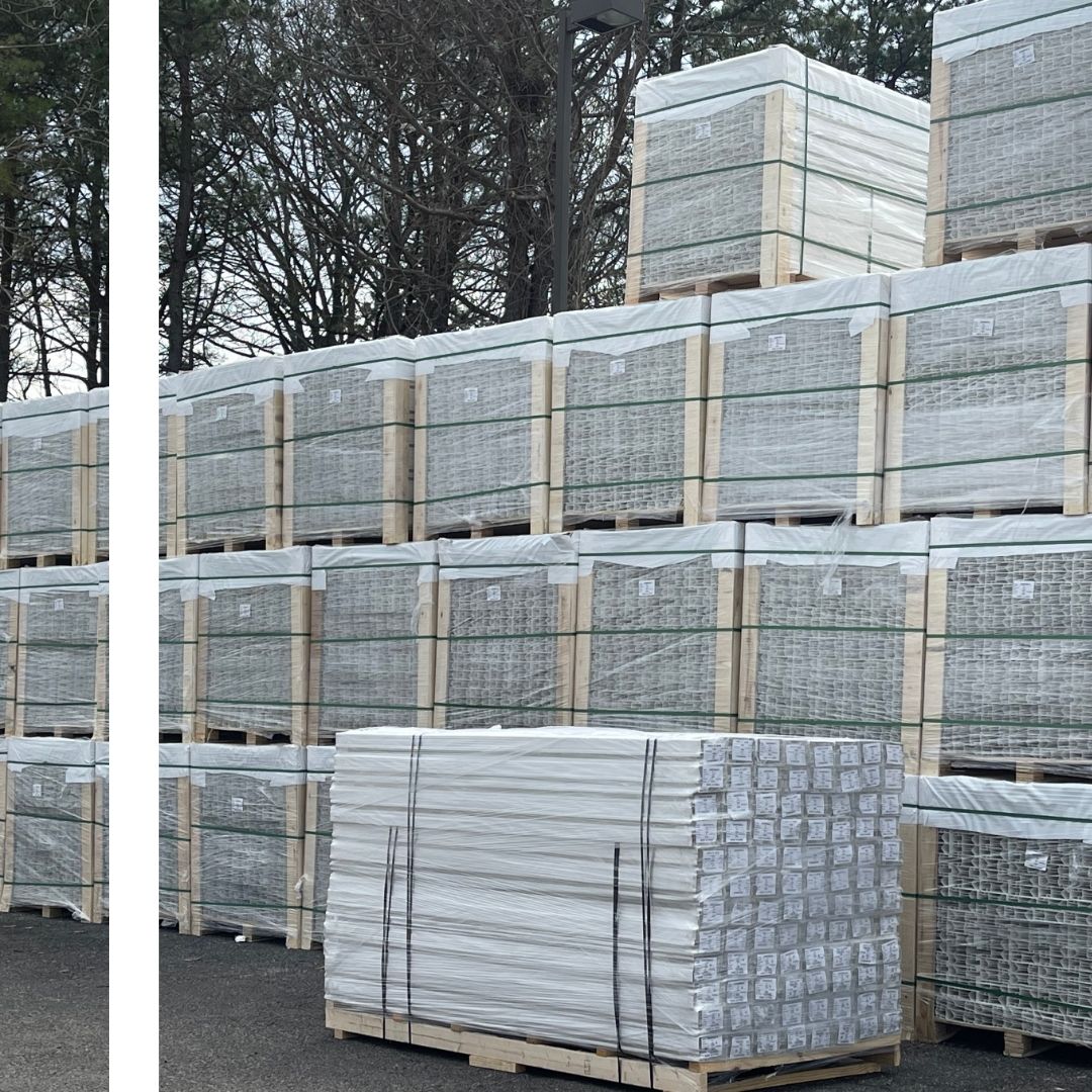 large stacks of fencing material