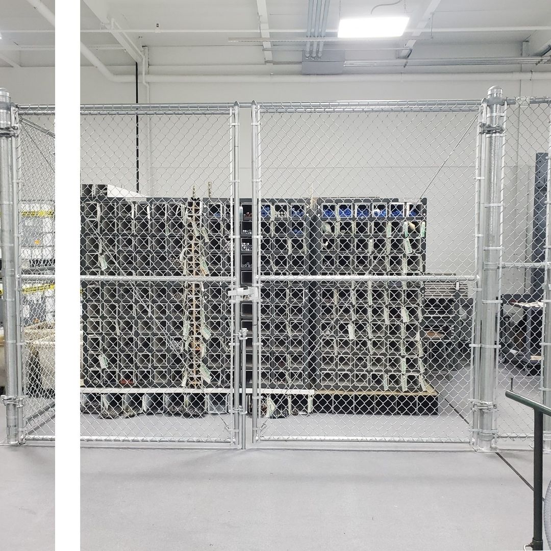 chainlink fence inside of building