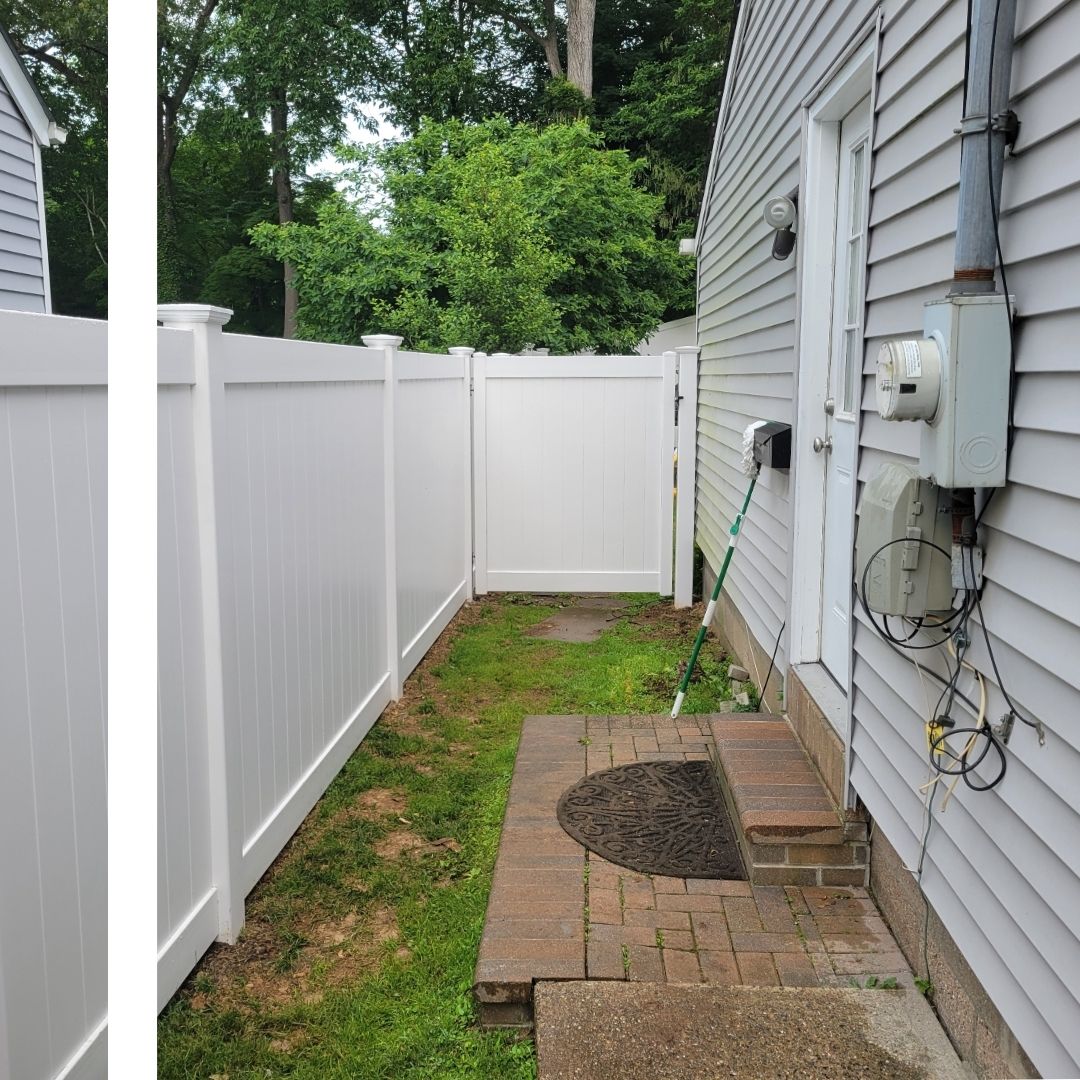 vinyl fencing on the side of a home