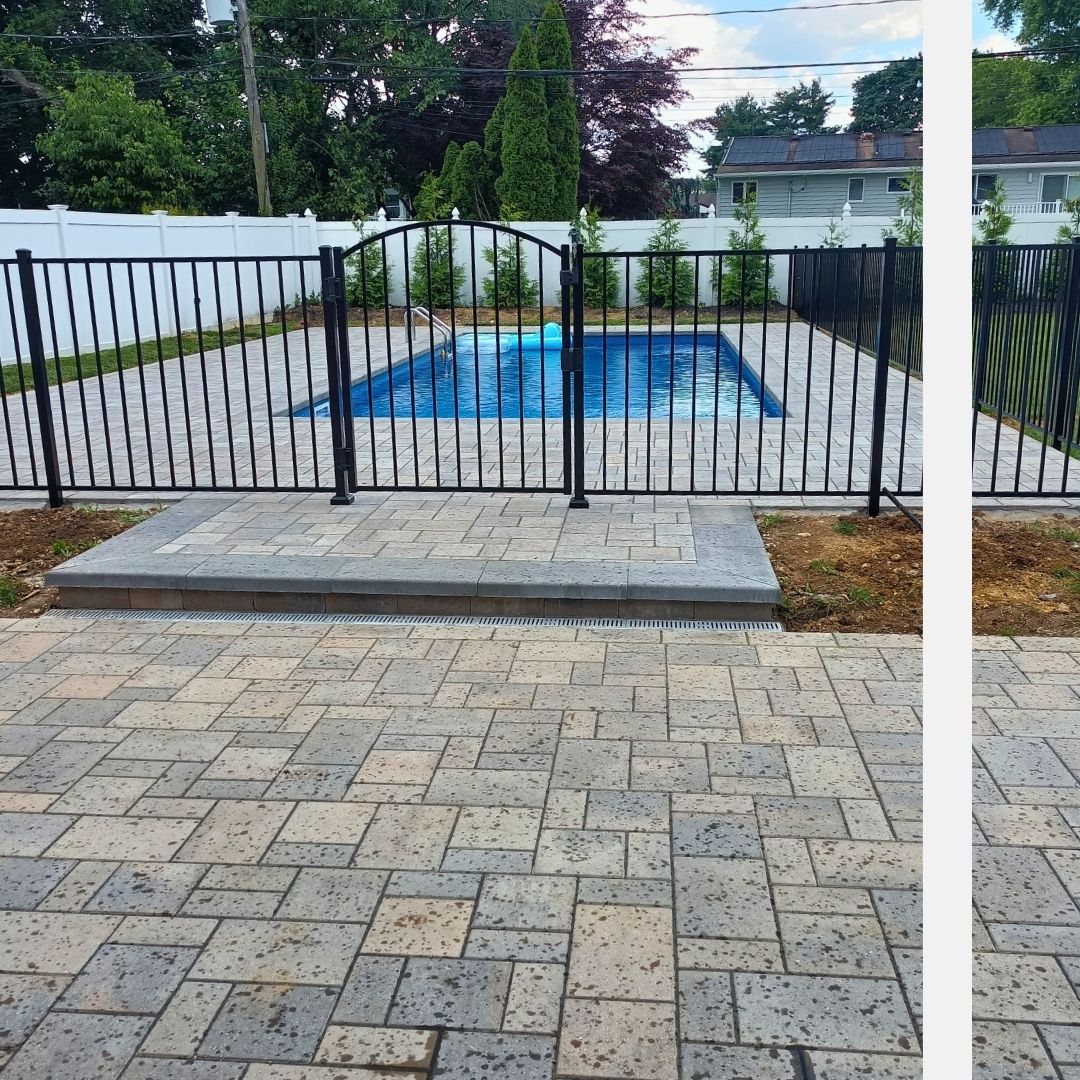 aluminum fence surrounding a pool