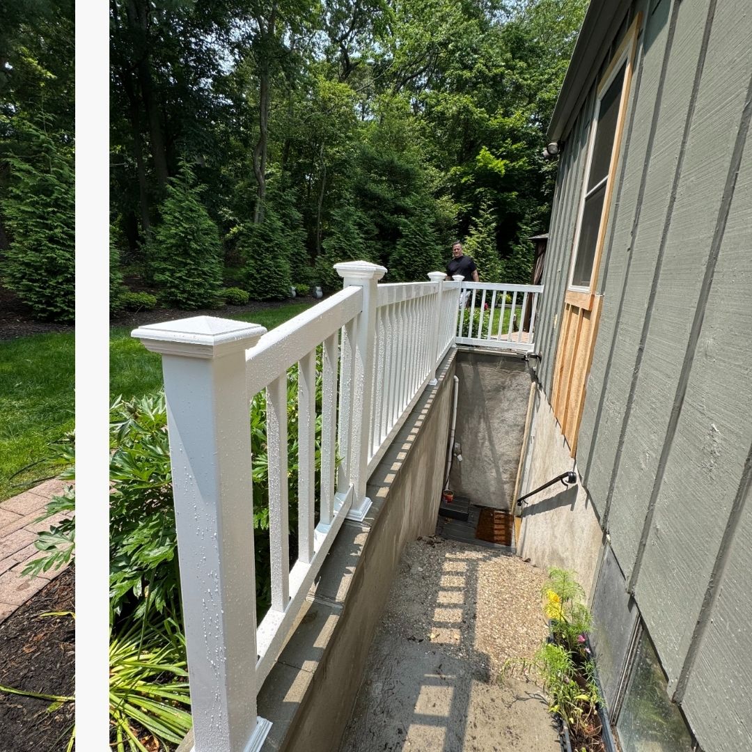 railing by basement stairs