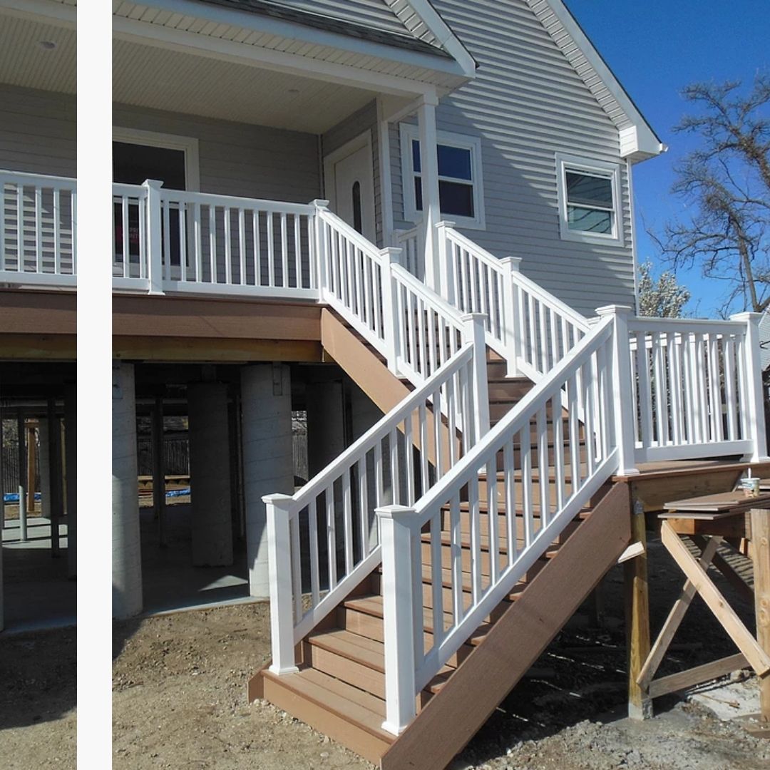 PVC railings going up to a second story entrance